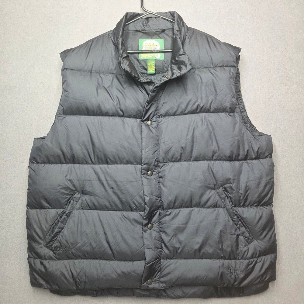 Cabelas Premier Northern Goose Down Vest Mens Black 650 Fill Puffer Quilted 2XL